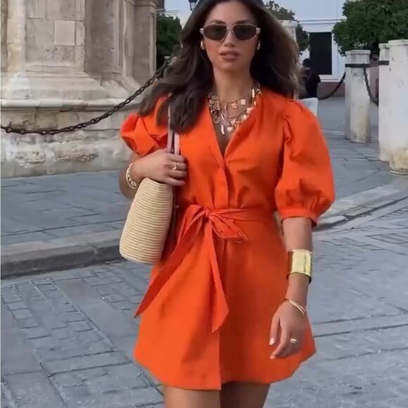 ZARA BLOGGER FAVORITE POPLIN DRESS ZW COLLECTION - Picture 3 of 11